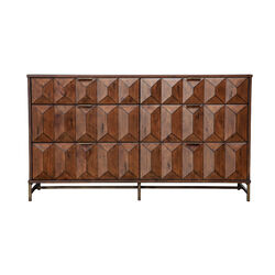 6 Drawer Dresser with Honeycomb Design and Metal Legs, Brown