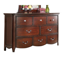 Dresser with Crystal Like Metal Handles and Tapered Legs, Brown