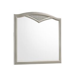 Camelback Dresser Top Beveled Mirror with Faux Diamond Inlay, Silver - BM215416