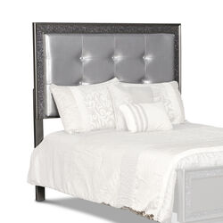 Fabric Upholstered Wooden Headboard with Button Tufting, Gray