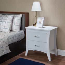 Contemporary Style 2 Drawers Wood  Nightstand By Babb, White