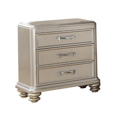 3- Drawer Wooden Night Stand With Bun feet  Silver