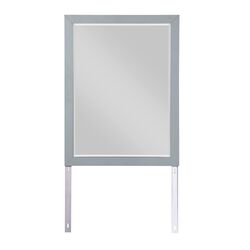 Transitional Style Wooden Frame Dresser Mirror with Mounting Bracket, Gray