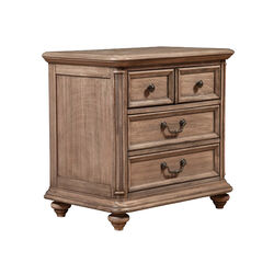 Mahogany Wood 2 Drawer Nightstand in French Truffle Brown