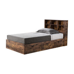 Wooden Frame 3 Drawers Twin Size Chest Bed, Distressed Brown