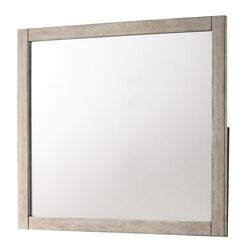 Rectangular Wooden Frame Dresser Top Mirror, Antique White and Silver - BM215185