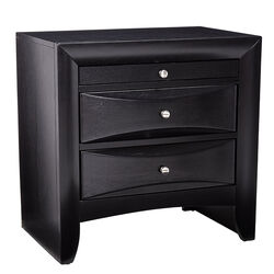 Wooden 2 Drawer Nightstand with tray, Black