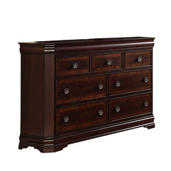 Wooden Dresser with 7 Spacious Drawers and Bracket Feet, Brown