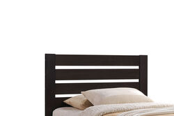 Contemporary Style Wooden Full Size Bed with Slatted Headboard, Brown