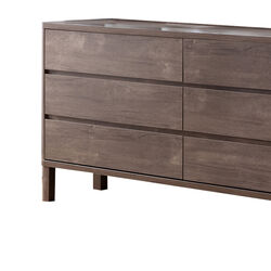 Wooden Frame Dresser with 6 Drawers and Straight Legs, Hazelnut Brown