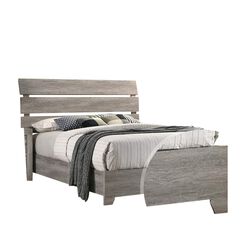 Wooden King Size Slatted Headboard with Low Footboard and Bracket Feet,Gray