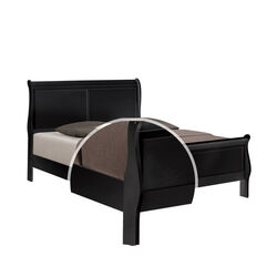 Sleigh Design Wooden Twin Size Headboard and Footboard, Black