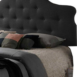 Button Tufted Queen Headboard with Arched Curved Design, Dark Gray - BM229094