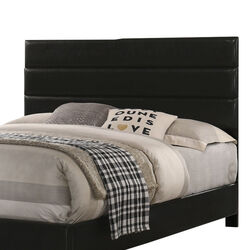 Leatherette Upholstered Full Bed with Panel Headboard, Black - BM229064