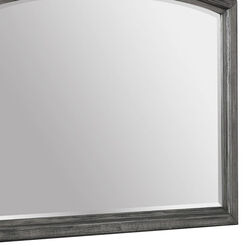 Arch Shape Dresser Top Beveled Mirror with Wooden Frame, Gray and Silver - BM215414