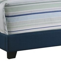 Fabric Upholstered Wooden Demi Wing Queen Bed with Camelback Headboard,Blue