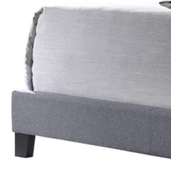 Full Size Bed with Square Button Tufted Headboard and Chamfered Legs, Gray