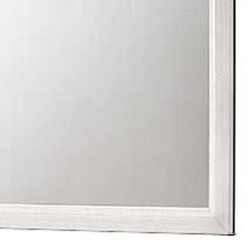 Rectangular Wood Encased Dresser Top Mirror, Off White and Silver - BM215166