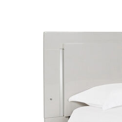 Wooden Headboard with Molded Details and Sled Base, Brown