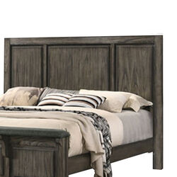 Wooden Queen Size Headboard with Natural Grain Texture Details, Brown