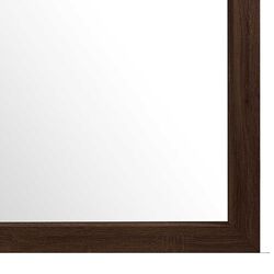 Rectangular Grained Wooden Frame Dresser Top Mirror, Dark Brown and Silver - BM215180