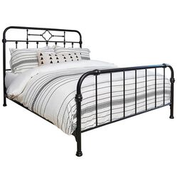 Open Tubular Frame Metal Queen Bed, Black