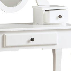 Contemporary Style Wooden Vanity Set with Cabriole Legs, White