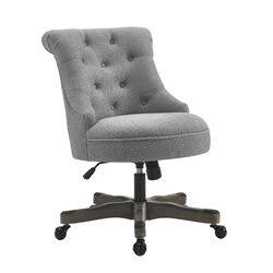 Wooden Office Chair with Textured Fabric Upholstery, Gray