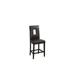 Leather Upholstered Counter High Chairs With Cutout Back, Set Of 2, Black