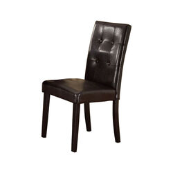 Faux Leather Dining Side Chair In Pine, Set Of 2, Dark Brown