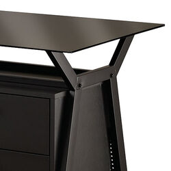 Modish Metal Computer Desk with Two Storage Drawers, Black