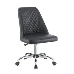 Diamond Pattern Stitched Leatherette Office Chair with Star Base, Gray
