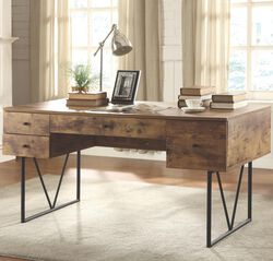 Voguish Style Writing Desk With 4 Drawers, Brown