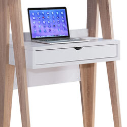 Huge Adorning Computer Desk With Drawer, Light Brown and White