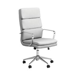 43 Inch Leatherette Office Chair with 5 Star Base, White