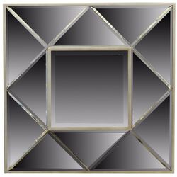 Sophisticated Square Wooden Framed Mirror, Gray