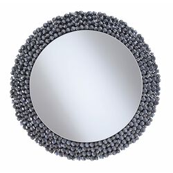 Round Contemporary Wall Mirror, Silver