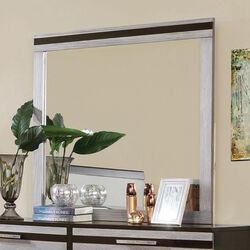 Wooden Square Frame Mirror, Silver & Espresso Brown