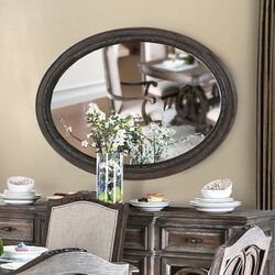 Oval Wall Mountable 5mm Beveled Mirror, Rustic Natural Brown