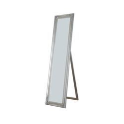 Standing Mirror withDecorative Design, Silver