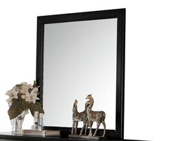 Transitional Style Mirror with Raised Wooden Frame, Black and Silver