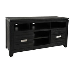 50 Inch Wooden Media Console Table with 3 Open Compartments, Dark Gray