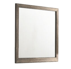 Rectangular Wood Encased Dresser Top Mirror, Oak Brown and Silver