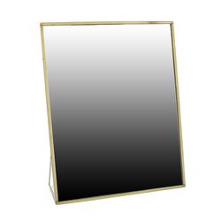 Metal Encased Vanity Mirror with Easel Back, Brass