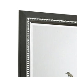 Rectangular Frame Mirror with Faux Crystal Inlay, Dark Gray and Silver