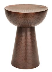 Sitting Stool, Copper-Hued Finish with Hammered Styling