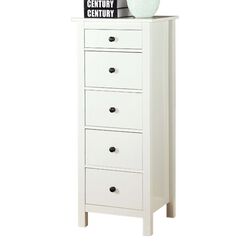 Well-designed Wooden Chest With 5 Drawers, White