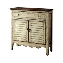 Hazen Country Style Cabinet, Antiqued White & Brown