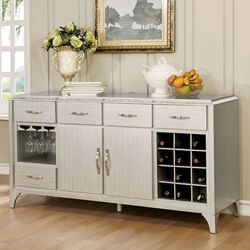 Diocles Contemporary Style Server With Tapered Legs, Silver