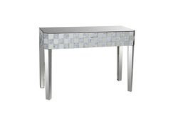 Frosted Chequered Pattern Console Table In Rectangular Shape, Clear